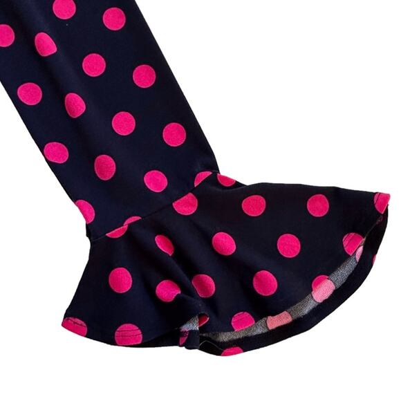 Est. 1946 Dress Dark Blue Pink Polka Dots Long Bell Sleeves Swing Large NEW - Picture 7 of 11